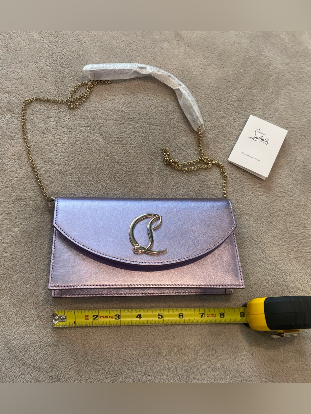 Christian Louboutin Iridescent Lilac Chain Wallet Clutch